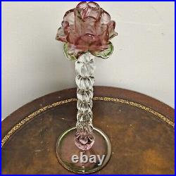 Vintage Venetian Floriform Hand Blown Rose Candlehorder 14H