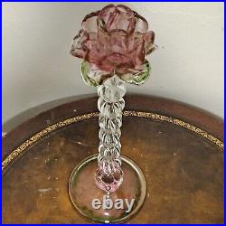 Vintage Venetian Floriform Hand Blown Rose Candlehorder 14H