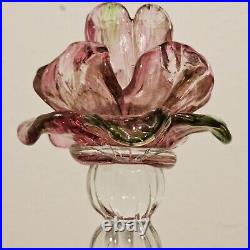 Vintage Venetian Floriform Hand Blown Rose Candlehorder 14H