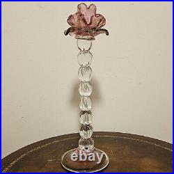 Vintage Venetian Floriform Hand Blown Rose Candlehorder 14H