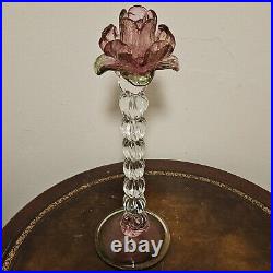 Vintage Venetian Floriform Hand Blown Rose Candlehorder 14H