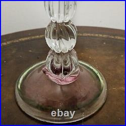 Vintage Venetian Floriform Hand Blown Rose Candlehorder 14H