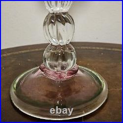 Vintage Venetian Floriform Hand Blown Rose Candlehorder 14H