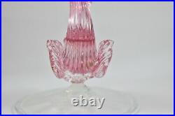 Vintage Venetian Murano Glass Salviati Pink Candlestick Candle Holder Dolphin