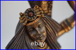 Vintage Veronese 2000 Serpent Queen Egyptian Bronzed Figurine Candlestick Signed