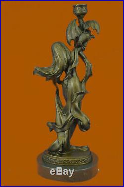 Vintage Victorian Mythology Girl Gargoyle Bronze Candlestick Candle Holder Gift