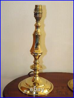 Vintage Victorian Style Pair Of Brass Candlestick Table Lamps With Large Bases