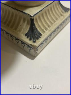 Vintage Wedgwood Blue And White Candlestick With Neoclassical Design