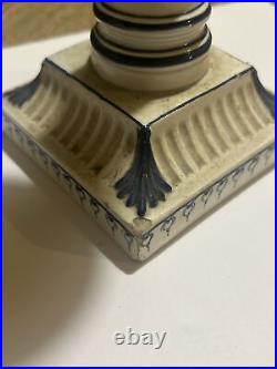 Vintage Wedgwood Blue And White Candlestick With Neoclassical Design