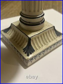 Vintage Wedgwood Blue And White Candlestick With Neoclassical Design