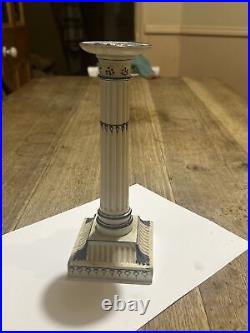 Vintage Wedgwood Blue And White Candlestick With Neoclassical Design