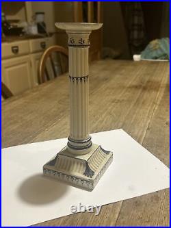 Vintage Wedgwood Blue And White Candlestick With Neoclassical Design