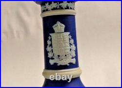 Vintage Wedgwood Dark Blue Jasper Candlestick Dominion Of Canada W. W. England