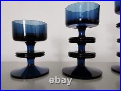 Vintage Wedgwood Stennett-Willson Sheringham Graduating Blue Glass Candlesticks