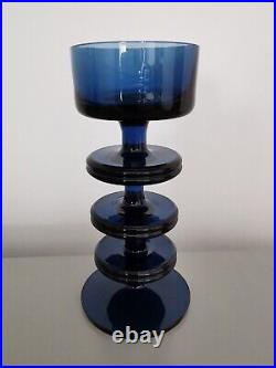Vintage Wedgwood Stennett-Willson Sheringham Graduating Blue Glass Candlesticks