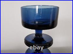 Vintage Wedgwood Stennett-Willson Sheringham Graduating Blue Glass Candlesticks