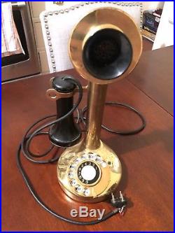 Vintage Western Electric Brass Candlestick Telephone Rotary Dial Phone