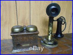 Vintage Western Electric Candlestick Phone With Ringer Box 1904