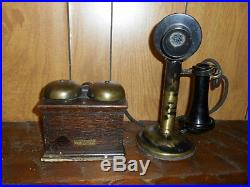 Vintage Western Electric Candlestick Phone With Ringer Box 1904