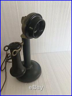 Vintage Western Electric Candlestick Telephone Receiver & Oak Ringer Box
