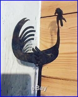 Vintage Wrought Iron Cockeral Wall Mounted Double Candlestick Primitive