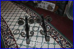 Vintage Wrought Iron Gothic Medieval Candlestick Holders-Pair-Large-Wall Mount