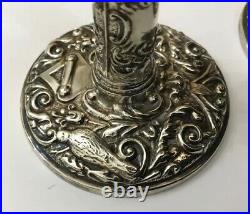 Vintage Zoomorphic Birmingham Hallmarked Sterling Silver Pair Candlesticks B&Co