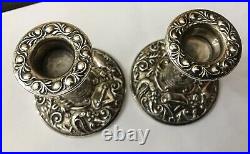 Vintage Zoomorphic Birmingham Hallmarked Sterling Silver Pair Candlesticks B&Co