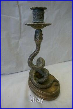 Vintage brass Snake candlestick candle holder solid brass and heavy
