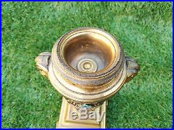 Vintage brass and enamel heavy display piece / Candlestick Cherub handles