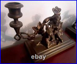 Vintage bronze antique very ornate pair of candle holders