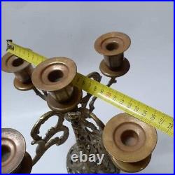 Vintage bronze copper brass candles holder Candlestick candelabra from Jerusalem