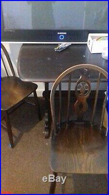 Vintage c1960's ERCOL Originals Elm Dining Table & 4x Candlestick Chairs CS D22