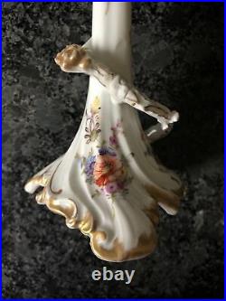 Vintage dresden vase & Unmarked figurine candle stick