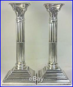 Vintage hallmarked Sterling Silver 21cm Corinthian Column Candlesticks 1985