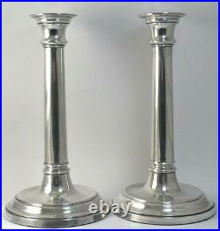 Vintage hallmarked Sterling Silver Column Candlesticks (22cm) 1993 by Harrods