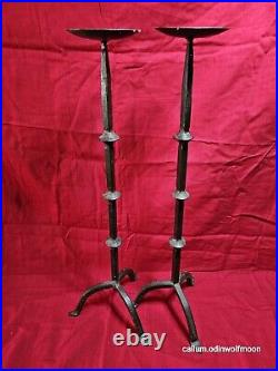 Vintage mid 1970's Wrought Iron Altar Floor Candle Stands