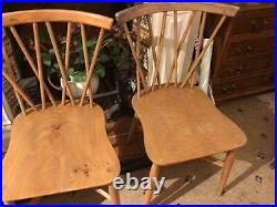 Vintage mid century ERCOL 1960s candlestick dining kitchen chairs X 4 model 376