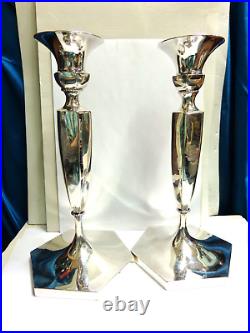 Vintage pair 10 in sterling silver candle sticks Howard&Co wgt 788grms solid1897