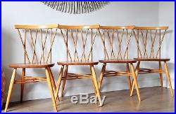 Vintage retro Ercol candlestick chairs mid century Refurbished