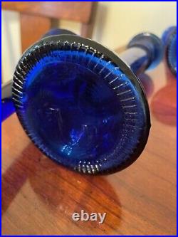 Vintage set of (5) Cobalt Blue Glass Candlesticks Holders