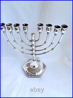 Vintage small Solid Sterling silver 925 candle holder Menorah Chanukah Israel