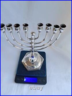 Vintage small Solid Sterling silver 925 candle holder Menorah Chanukah Israel