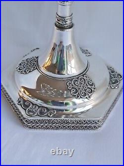 Vintage small Solid Sterling silver 925 candle holder Menorah Chanukah Israel