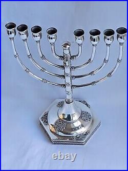 Vintage small Solid Sterling silver 925 candle holder Menorah Chanukah Israel