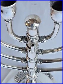 Vintage small Solid Sterling silver 925 candle holder Menorah Chanukah Israel