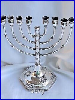 Vintage small Solid Sterling silver 925 candle holder Menorah Chanukah Israel