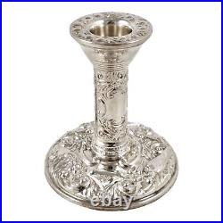 Vintage sterling silver candlestick embossed with flowers, Art Nouveau style