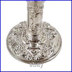 Vintage sterling silver candlestick embossed with flowers, Art Nouveau style