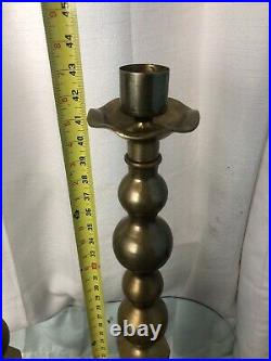 Vtg 42 Solid Brass Pillar Floor Altar Candlestick Candle Holder Pair 30 Lbs